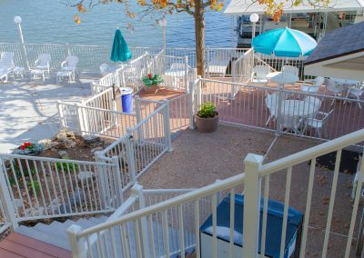 Sq Baluster Railing - White Commercial Waterfront Cafe w- traditional post base covers GREAT Photo